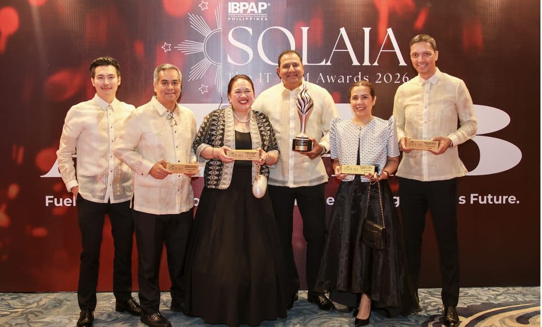 TP in the Philippines leaders holding their trophies on stage at the 2026 SOLAIA Awards